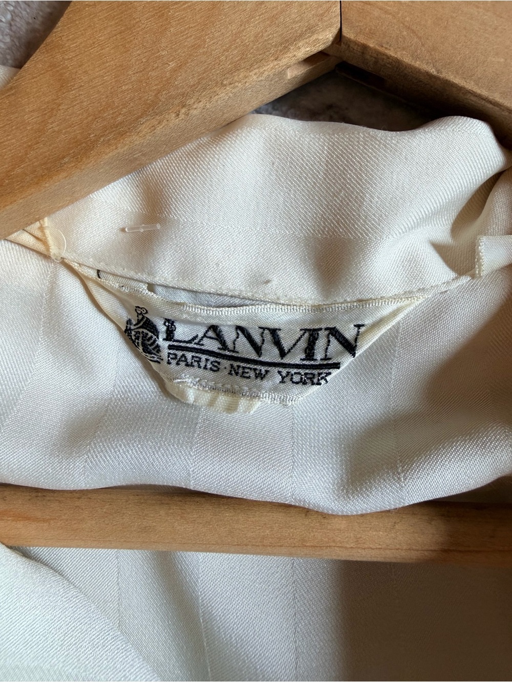 Lanvin Cream Tie-Neck Blouse with Soft Stripe - Picture 4 of 6